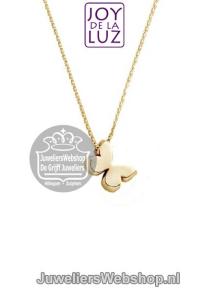 Joy de la Luz Yi-Butterfly gouden initials ketting met vlindertje bedel