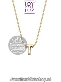 Joy de la Luz Yi-T gouden initials ketting met letter hanger T