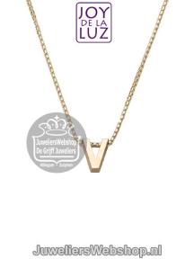 Joy de la Luz Yi-V gouden initials ketting met letter hanger V