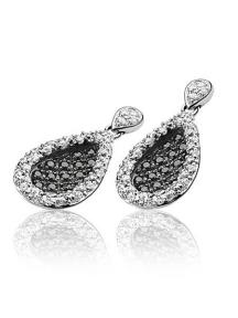 Zinzi Oorhangers ZIO963 Zilver Ovaal Zwart