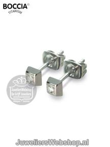 Boccia oorknop 0538-01 titanium met diamant