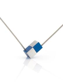 Clic collier staaldraad met aluminium blauw