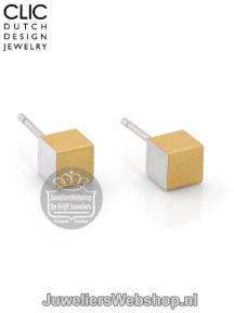 Clic )28G oorknop kubus mat goud