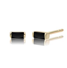 sparkling jewels Gold Baguette Studs Silver Black Flame EAG08-CZ02
