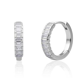 sparkling jewels Silver Huggies Horizontal CZ creolen eas23