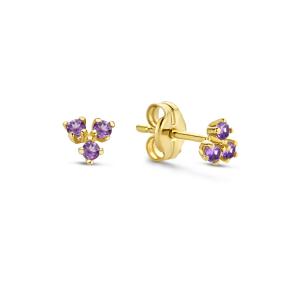 Jackie Gold Triangle Amethyst Studs JKE20.018
