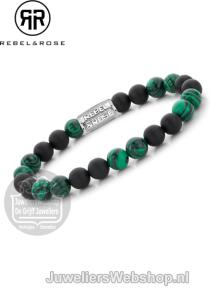 Rebel & Rose armband Matt Malachite Twist RR-80068-S-M 17,5cm