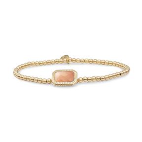 sparkling jewels Peach Rhodonite Baguette Gold Armband SB-G-3MM-BAG32