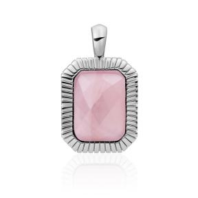 sparkling jewels Baguette Pendant facet Rose Quartz hanger SP23-G13