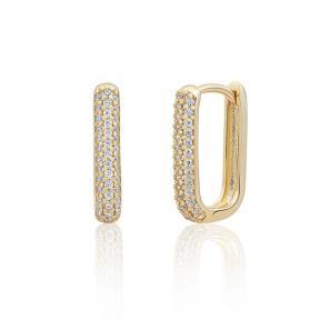 sparkling jewels Gold Square Huggies CZ creolen eag24