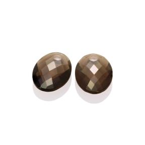 sparkling jewels Smoky Quartz Medium Oval eardrops EAGEM23-MO