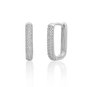 sparkling jewels Silver Square Huggies CZ creolen eas24