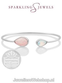 sparkling jewels armband spring leaf bangle cherry quartz opalite sbs-bandc09-s