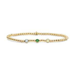 sparkling jewels 3 Coloured Beads Green Gold Armband SB-G-3MM-CB03