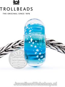 Trollbeads Turqouise Zilverspoor glas kraal TGLBE-10198