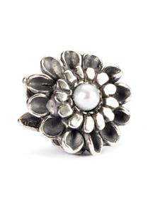 trollbeads kraal novemberchrysant TAGBE-00037 zilver parel