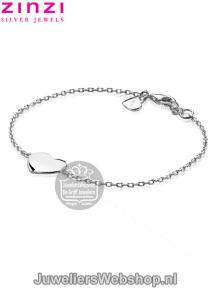 zinzi zia1307 armband zilver met hartje