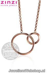 Zinzi ketting zic1278r rose met ronde hangers