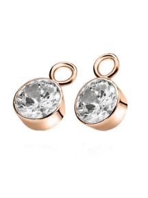 zinzi rosegouden creoolhangers rond met witte zirconoa