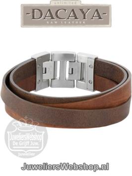 Leren armband Dacaya Cross Roads Camel Brown 20mm F100720
