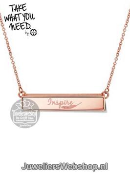 TWYN Bar Inspire Necklace Rose Toned 42 cm TWYN-NEC-BAR-03-42