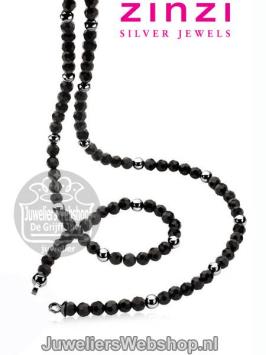 Zinzi Collier ZIC402Z Zilver Beads Zwart