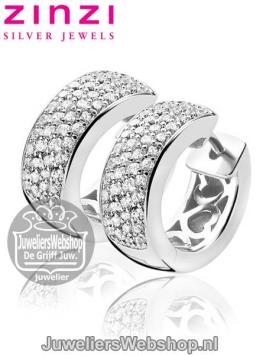 Zinzi Creolen ZIO506 Zilver Wit