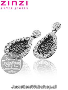 Zinzi Oorhangers ZIO963 Zilver Ovaal Zwart