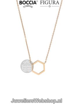 Boccia Figura rosegouden collier 08014-03 titanium