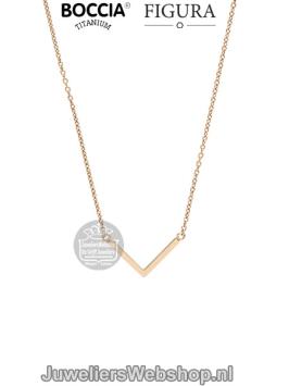 Boccia Figura rosekleurig collier 08015-03 titanium