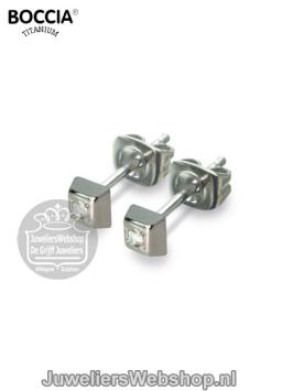 Boccia oorknop 0538-01 titanium met diamant