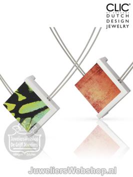 Clic collier staaldraad met amulet C178