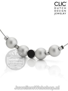 Clic collier staaldraad met bollen met magneetsluiting c185
