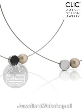 C192G Clic Collier mat zwart goud