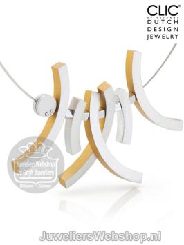 Clic C198G collier met zilverkleurige en gele bogen