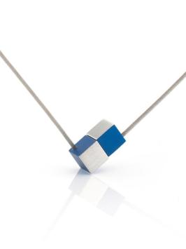 Clic collier staaldraad met aluminium blauw