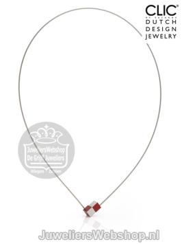C205R Clic Collier blokjes rood