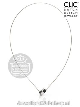 C205Z Clic Collier Blokjes Zwart