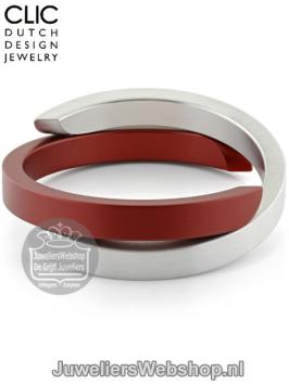 Clic armband aluminium mat rood en zilver A1Rmat