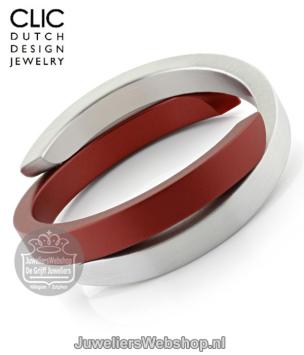clic armband a1rmat mat aluminium rood en zilver