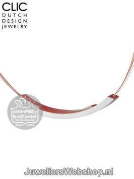clic collier staaldraad met rode bogen c74r