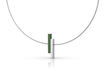 Clic collier staaldraden met aluminium hangers zilver en groen C116GR