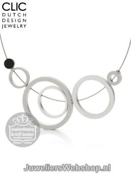 clic collier staaldraad met vijf ronde hangers c188