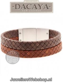 dacaya leren gevlochten armband f118720 bruin cognac
