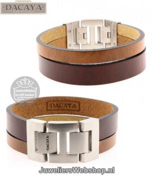 Dacaya armband twin cam lichtbruin en camel f120320
