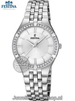 Festina F20223/1 Mademoiselle Dameshorloge Zilver met Zirconia