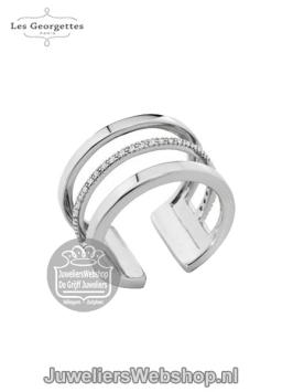 Les Georgettes Ring Paralelles Zilverkleurig met Zirconia