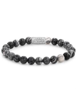 Rebel & Rose armband Black Wolf  RR-80032-S-M 17,5cm grijs