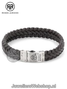 rr-l0077-s-l rebel&rose armband bruin leer