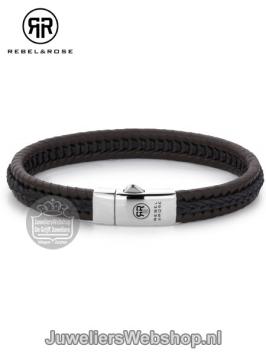 Rebel&Rose armband RR-L0065-S-M Dual Twisted Black-Earth 19.5cm